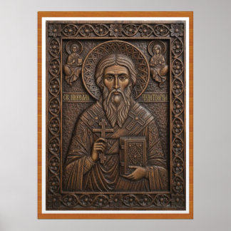 Saint Nicholas,Virgin new wood orthodox letters ポスター