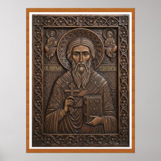 Saint Nicholas,Virgin new wood orthodox letters ポスター (正面)