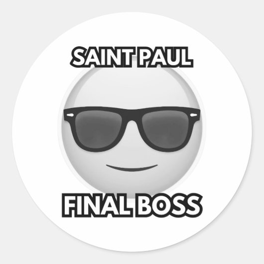 Saint Pal Final Boss Cool Emoji ラウンドシール (正面)