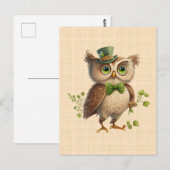 Saint Patrick - Chouette portant chapeau vert  ポストカード (正面/裏面)