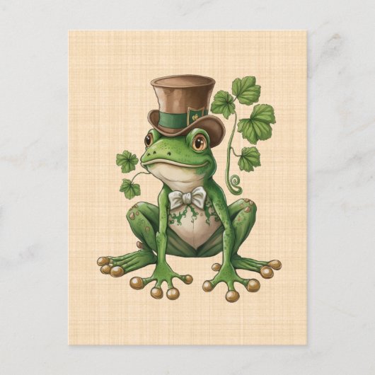 Saint Patrick - Grenouille Chapeau irlandais ポストカード (正面)