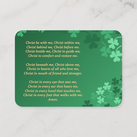 Saint Patrick Prayer Card – Breastplate Prayer プレイスカード (裏面)