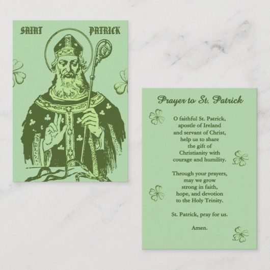 Saint Patrick Prayer Card – Catholic Devotional プレイスカード (正面/裏面)