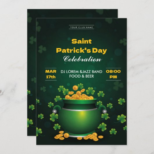 Saint Patrick’s Day Celebration Party Invitation 招待状 (正面/裏面)