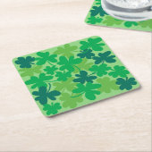 Saint Patrick’s Day Shamrock Clovers Paper Coaster スクエアペーパーコースター (アングル)