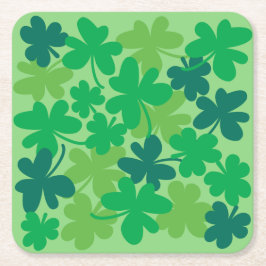 Saint Patrick’s Day Shamrock Clovers Paper Coaster スクエアペーパーコースター