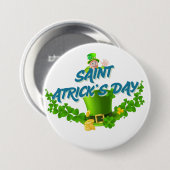Saint Patrick’s Day Shirt – Lucky Leprechaun Hat & 缶バッジ (正面&裏面)