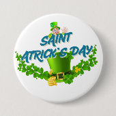 Saint Patrick’s Day Shirt – Lucky Leprechaun Hat & 缶バッジ (正面)