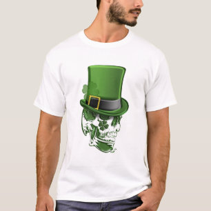 Saint patricks dayの小妖精の帽子およびスカルT-Shir Tシャツ