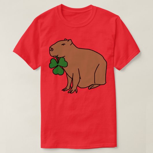 Saint patricks dayカピバラとシャムロック tシャツ (デザイン正面)