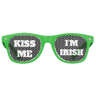 Saint patricks dayキスミーアイリッシュおもしろいグリーン レトロサングラス