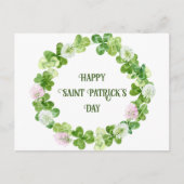 Saint patricks dayクローバーウォーターカラーリース ポストカード (正面)