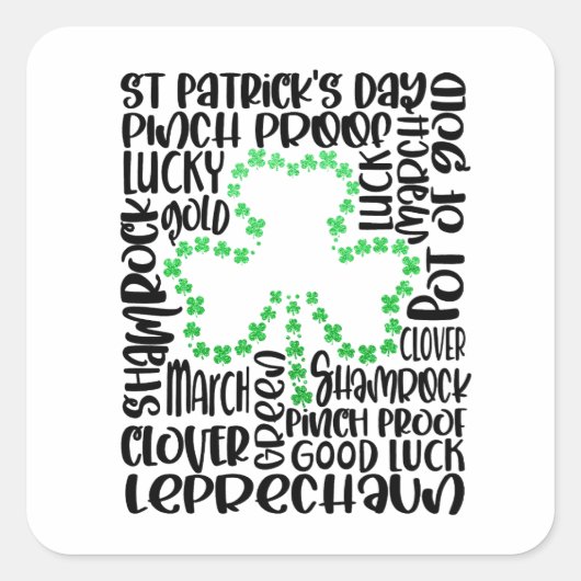 Saint patricks dayクローバーリーフ スクエアシール (正面)