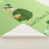 Saint patricks dayシャムロックかわいいラッキーガールグリーン シェルパブランケット (3/4)