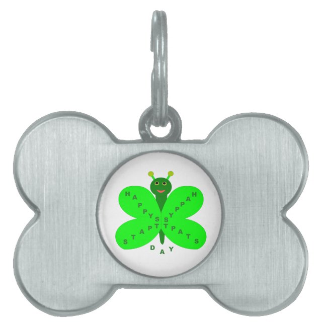 Saint patricks dayバタフライペットタグ ペットネームタグ (正面)