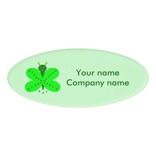 Saint patricks dayバタフライ名前をカスタムするラベル 名札 (正面)