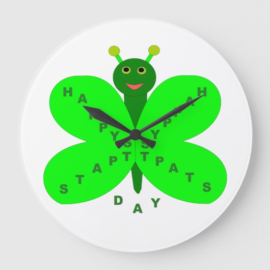 saint patricks dayバタフライ時計 ラージ壁時計 (正面)