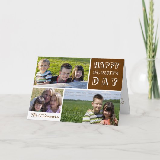 saint patricks dayフォトコラージュグリーンシャムロック カード (正面)