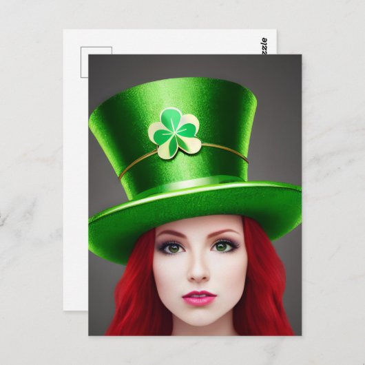 Saint patricks day女性 ポストカード (正面/裏面)