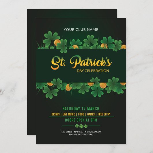 Saint patricks day招待状 招待状 (正面/裏面)