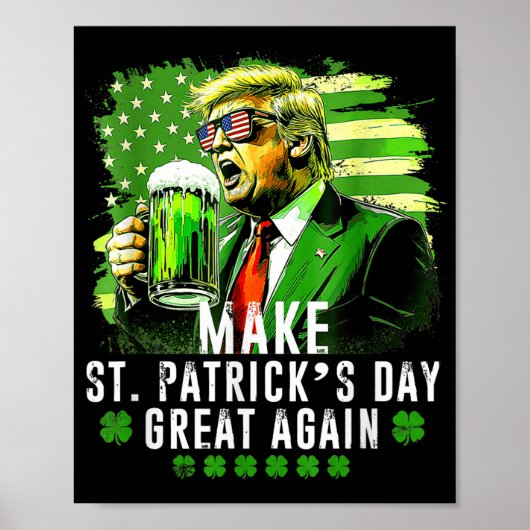 saint patricks day素晴らし再米国国旗おもしろい ポスター (正面)