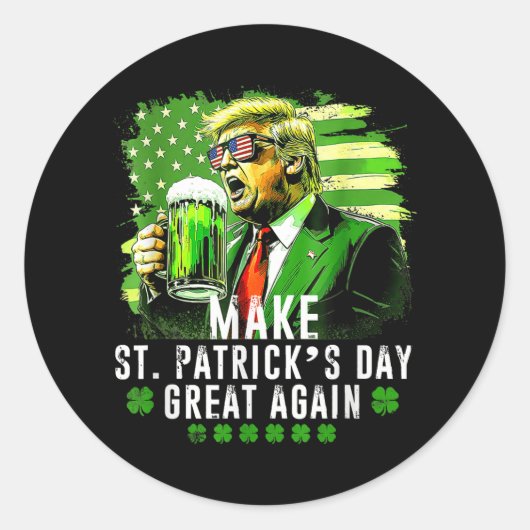 saint patricks day素晴らし再米国国旗おもしろい ラウンドシール (正面)