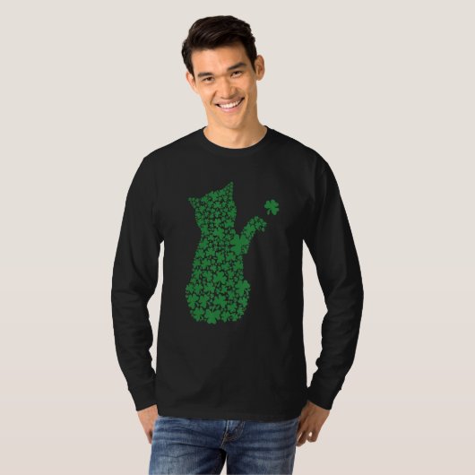 Saint Patrick's Day Cat Shamrock Kitten Tシャツ (正面フル)