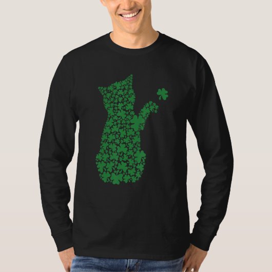 Saint Patrick's Day Cat Shamrock Kitten Tシャツ (正面)