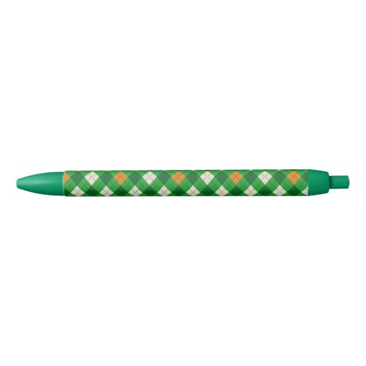  Saint Patrick's Day Irish colored argyle 黒ボールペン (正面)