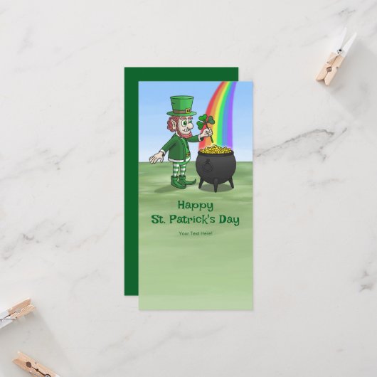 Saint Patrick's Day Leprechaun カード (正面/裏面インサイチュ)