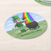 Saint Patrick's Day Leprechaun ラウンドペーパーコースター (アングル)