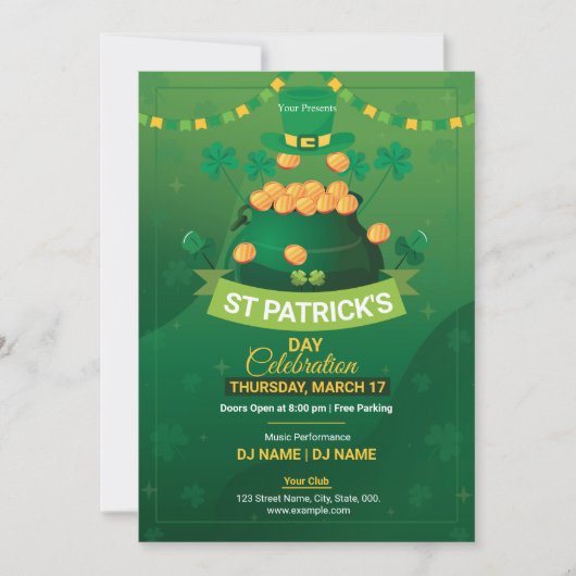 Saint Patrick's Day Party Invitation Flyer 招待状 (正面)