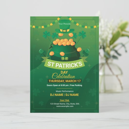 Saint Patrick's Day Party Invitation Flyer 招待状 (スタンド正面)