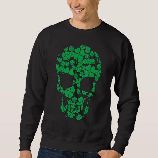 Saint Patrick's Day Shamrocks Skull スウェットシャツ (正面)