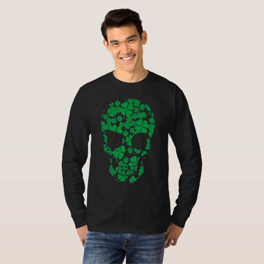 Saint Patrick's Day Shamrocks Skull Tシャツ (正面フル)