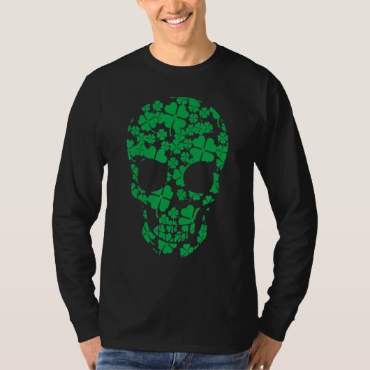 Saint Patrick's Day Shamrocks Skull Tシャツ (正面)