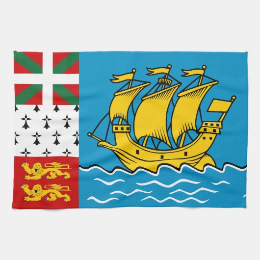 Saint Pierre and Miquelon Flag キッチンタオル (横)