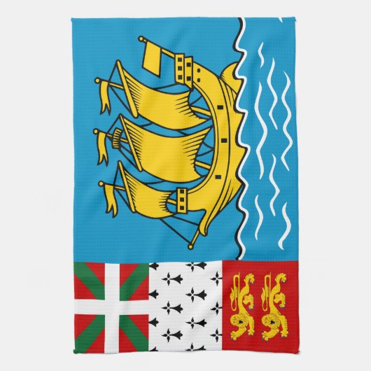 Saint Pierre and Miquelon Flag キッチンタオル (縦)