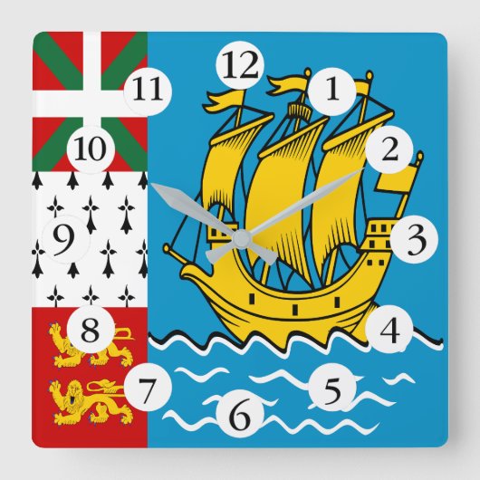 Saint Pierre and Miquelon Flag スクエア壁時計 (正面)