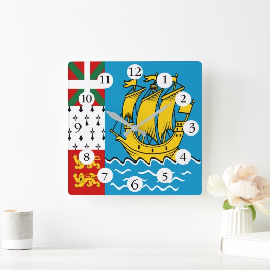 Saint Pierre and Miquelon Flag スクエア壁時計 (ホーム)