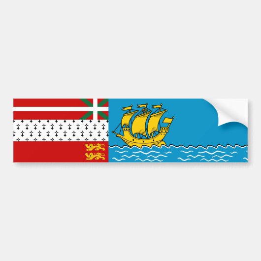 Saint Pierre and Miquelon Flag バンパーステッカー (正面)