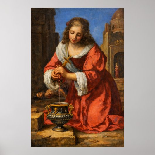 Saint Praxedis by Johannes Vermeer ポスター (正面)