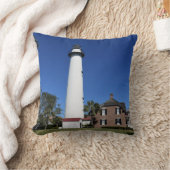 Saint Simons Islandライトハウスの写真: クッション (ブランケット)