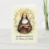 Saint Teresa of Avila Feast Day Blessings Floral W カード (正面)