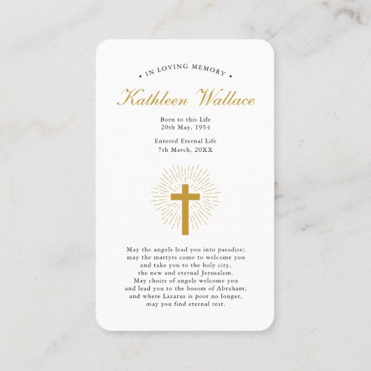 Saint Therese of Lisieux Bereavement Sympathy Card 名刺 (裏面)