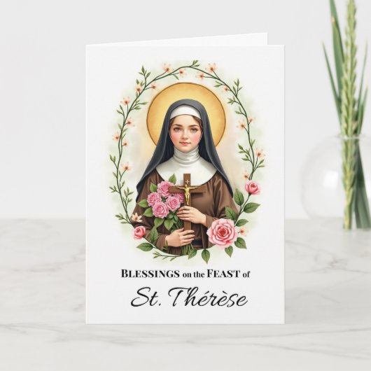 Saint Therese of Lisieux Feast Day Blessings Roses カード (正面)