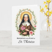 Saint Therese of Lisieux Feast Day Blessings Roses カード (黄色い花)