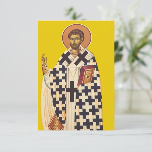 Saint Timothy of Ephesus Byzantine Icon Holy Card (スタンド正面)