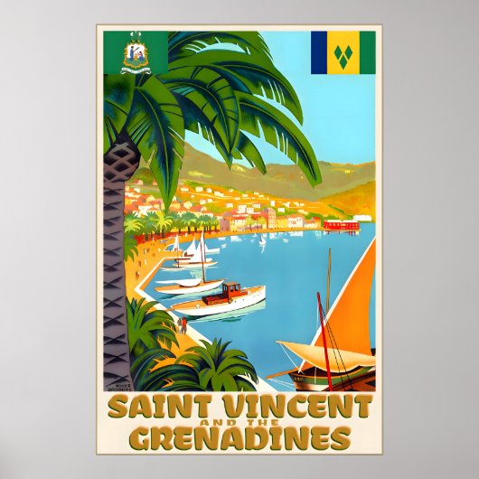 Saint Vincent and The Grenadines Caribbean Travel ポスター (正面)