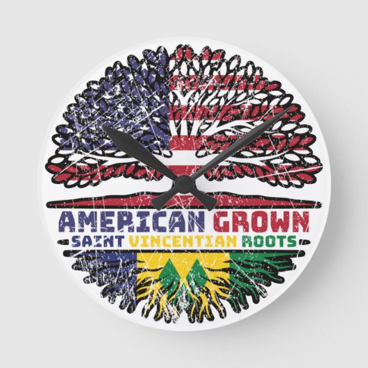 Saint Vincent Grenadines Saint Vincentian USA ラウンド壁時計 (正面)